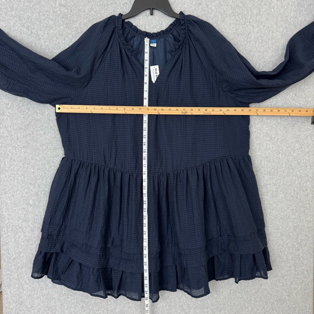 Old Navy Womens Dress Size 2X Blue Tiered Boho V Neck Long Sleeves Flowy NWT - Picture 11 of 15